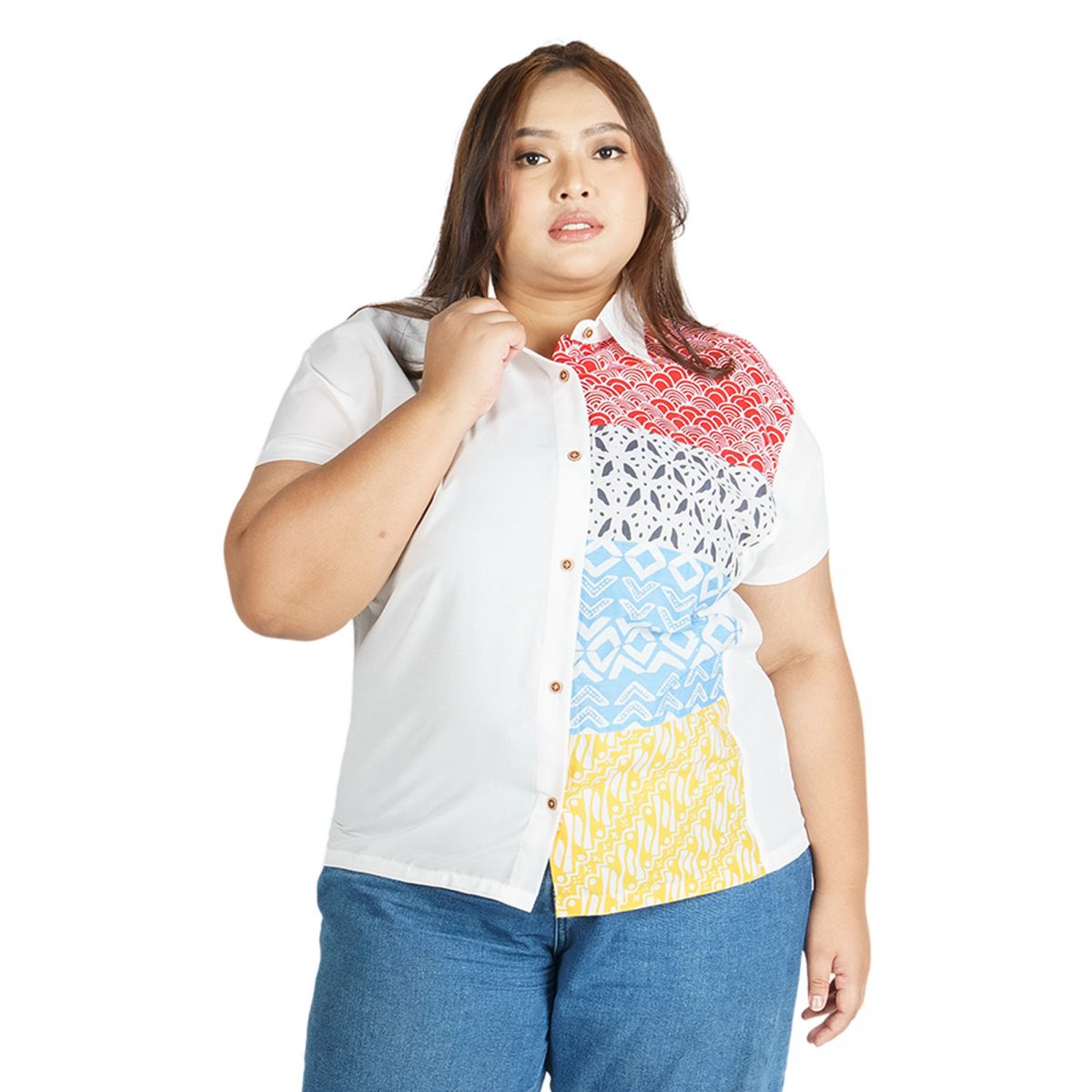 Modest Shirt White Red