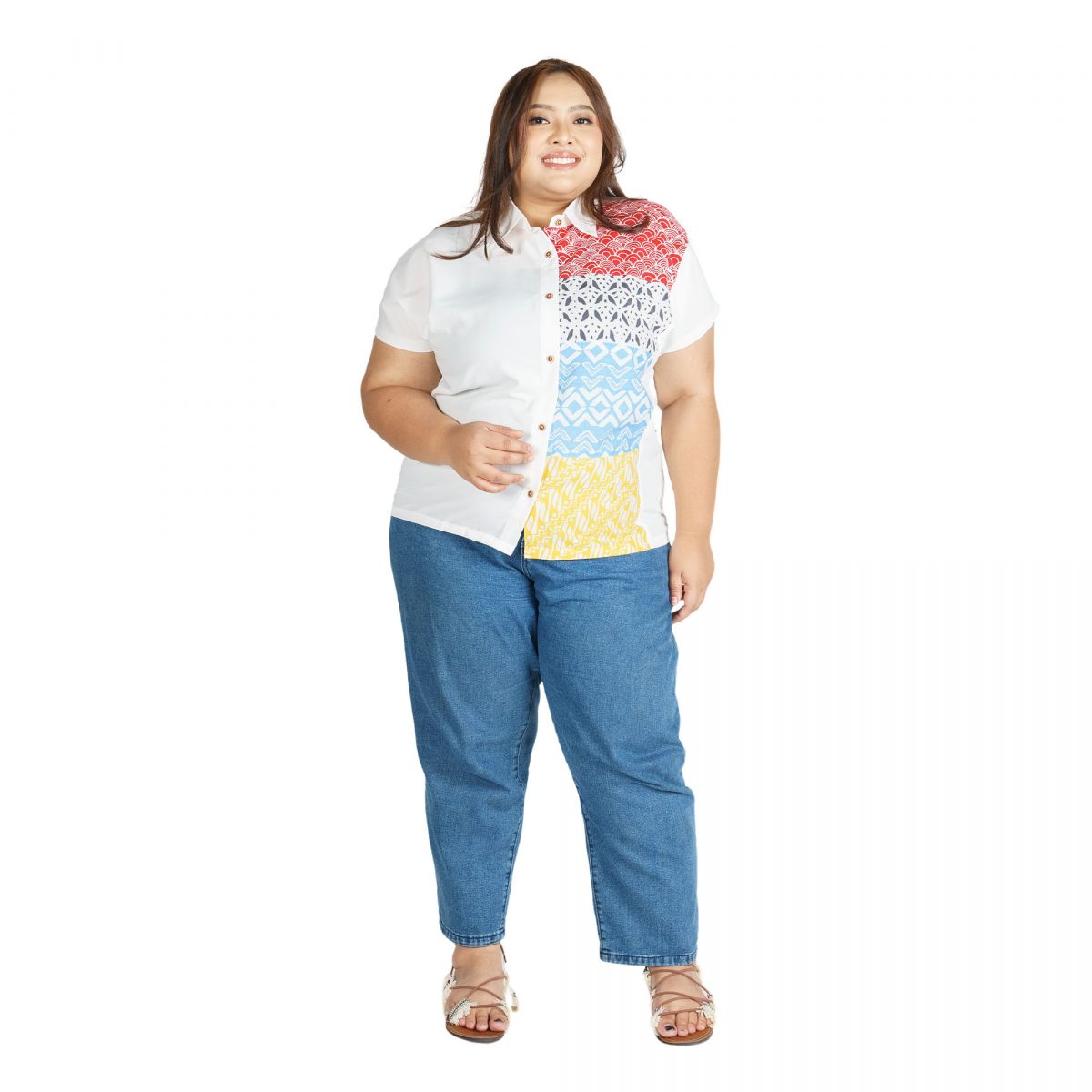 Modest Shirt White Red - Image 11