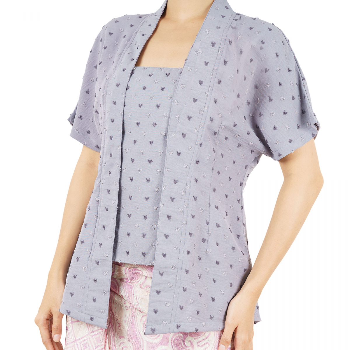 Yasmine Blouse Heart Grey - Image 2