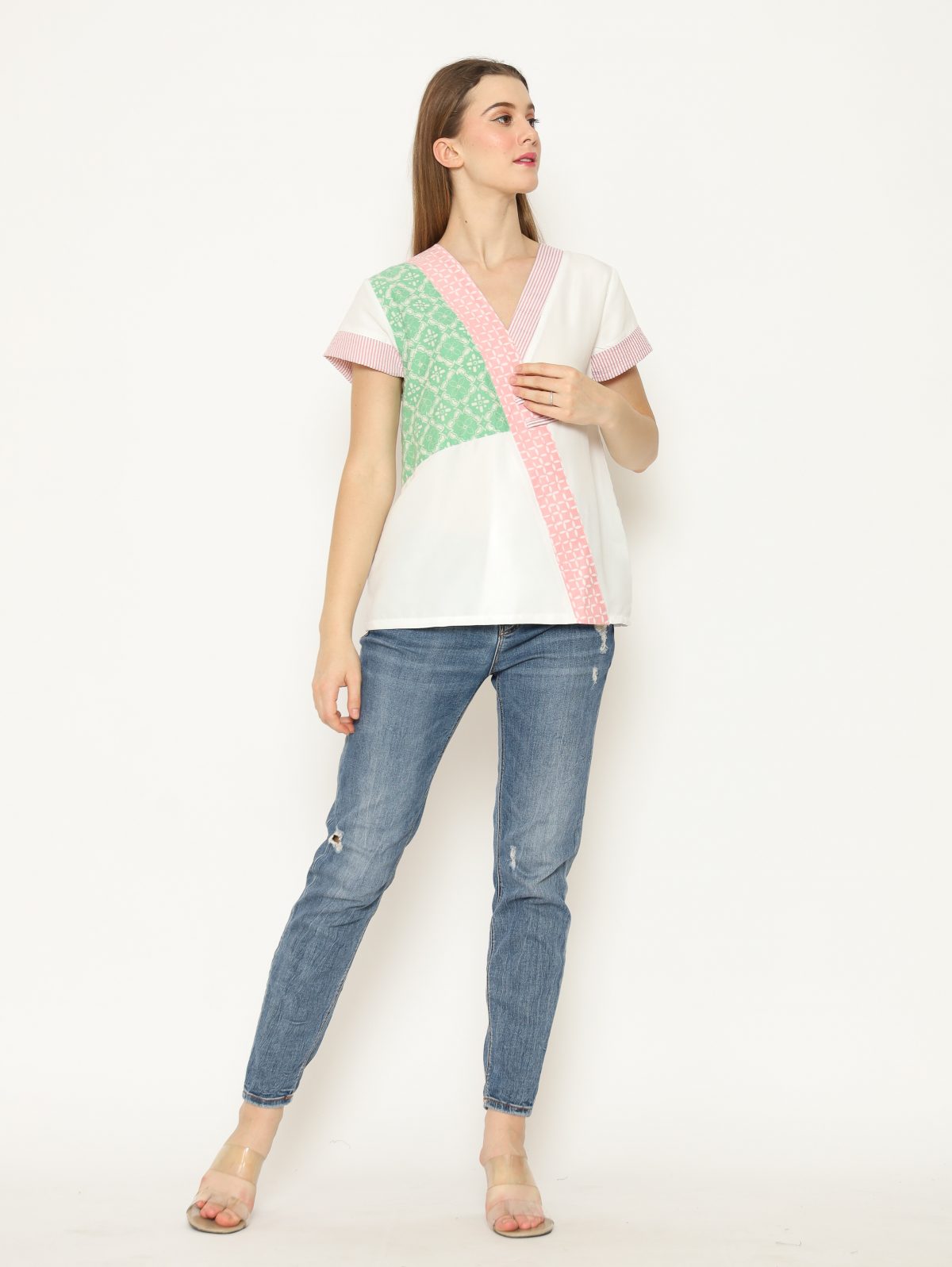 Melissa Blouse Green White - Image 6