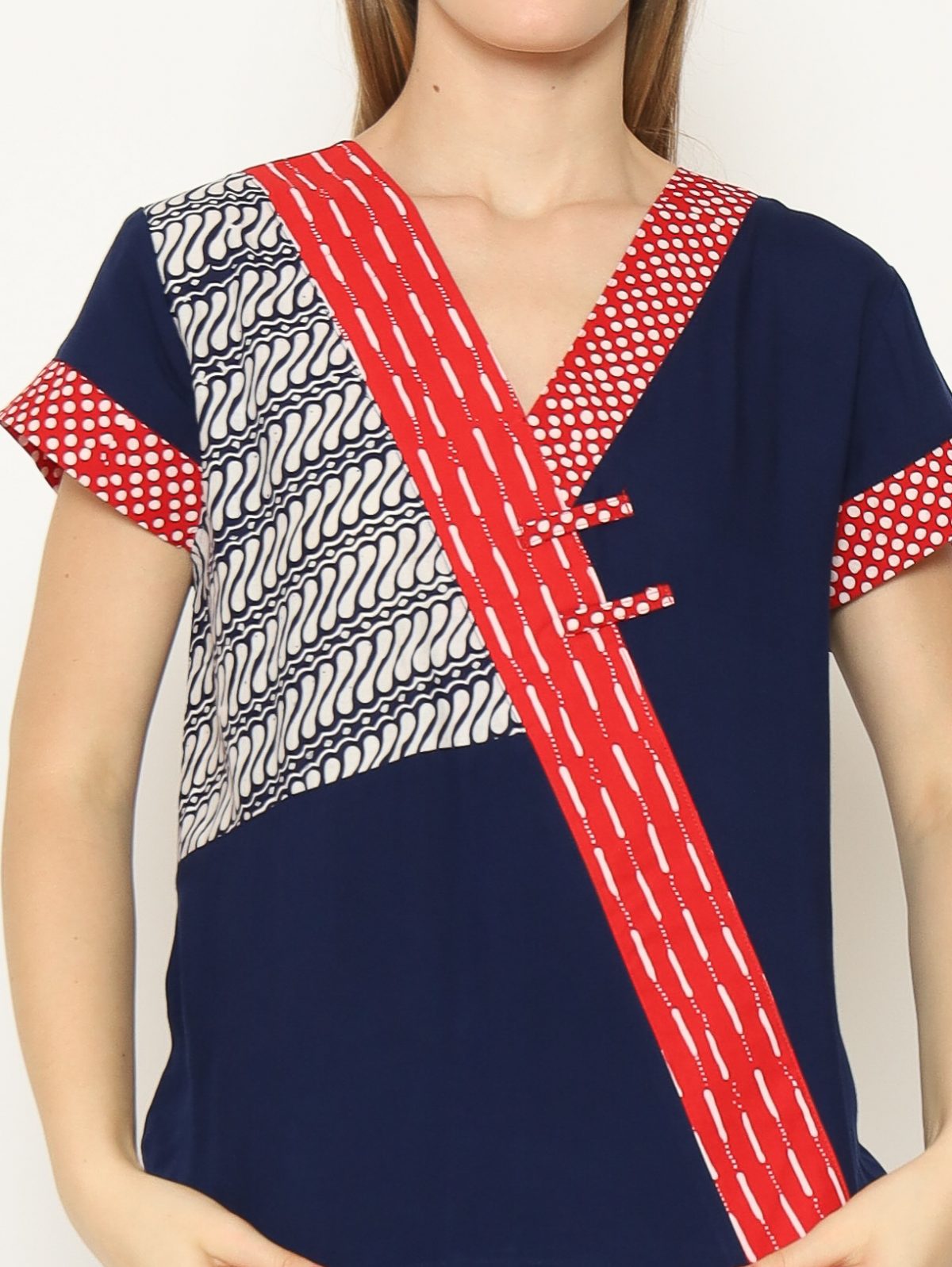 Melissa Blouse Navy Red - Image 2