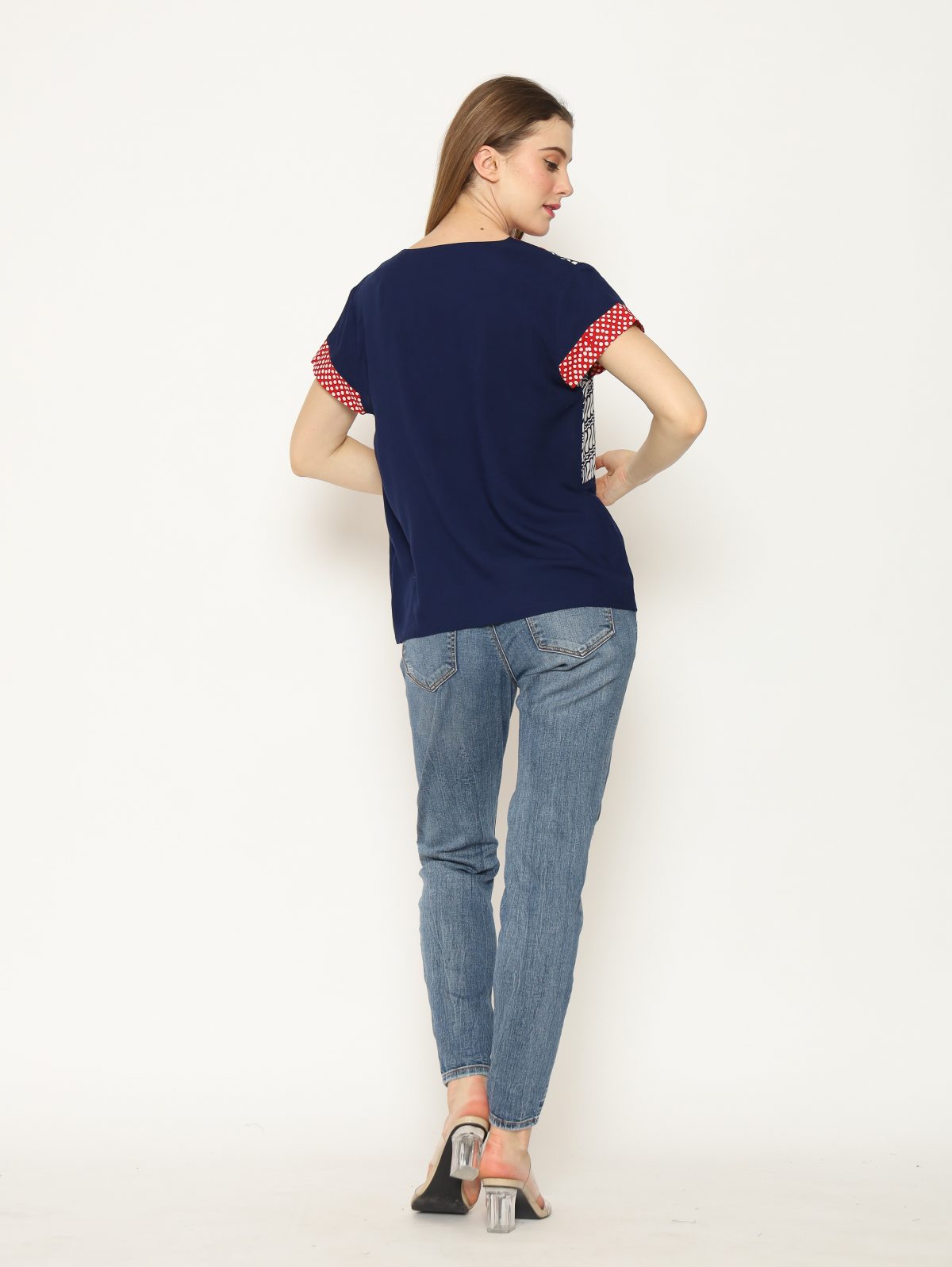 Melissa Blouse Navy Red - Image 5