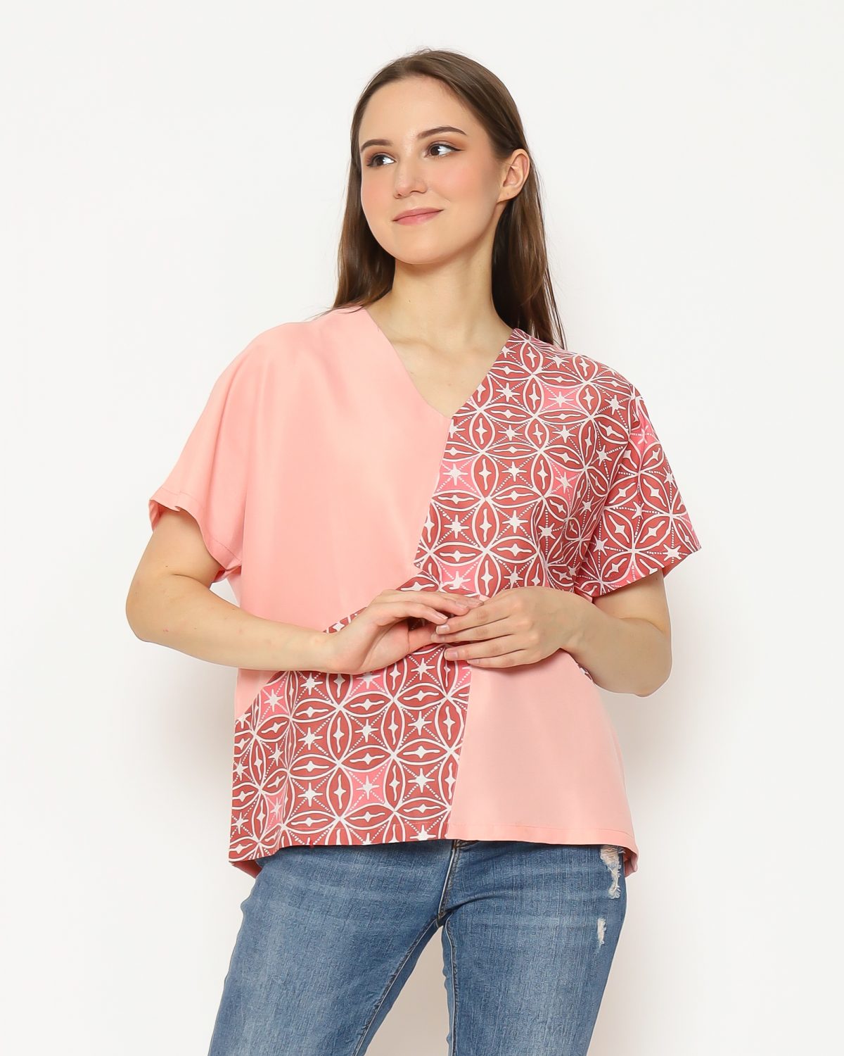 Alexis Blouse Kawung Pink