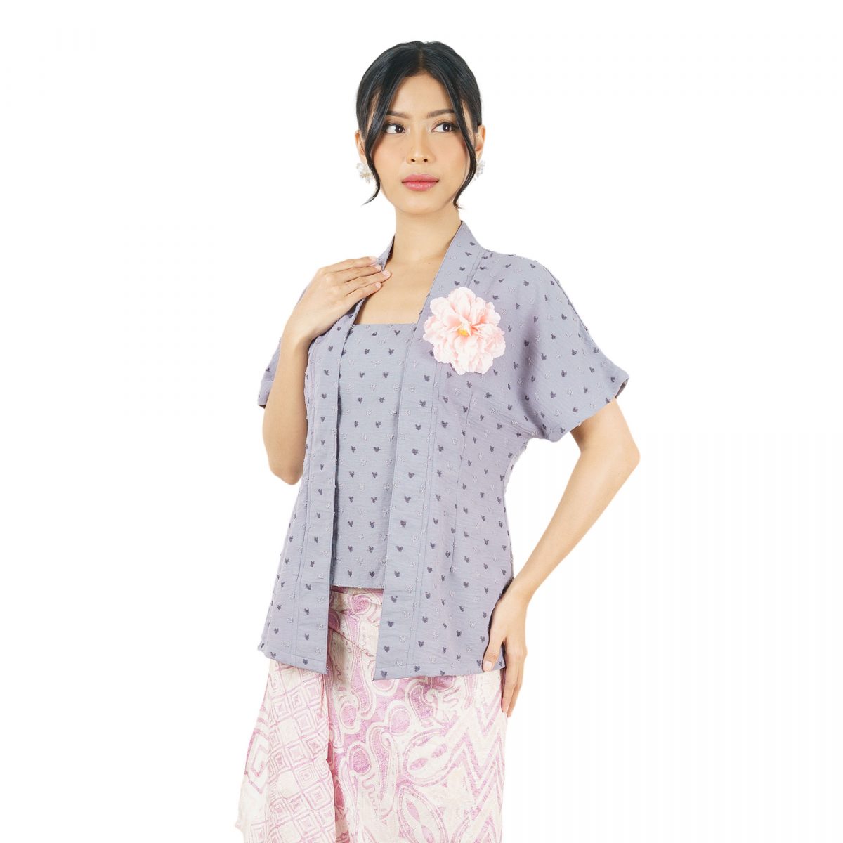 Yasmine Blouse Heart Grey