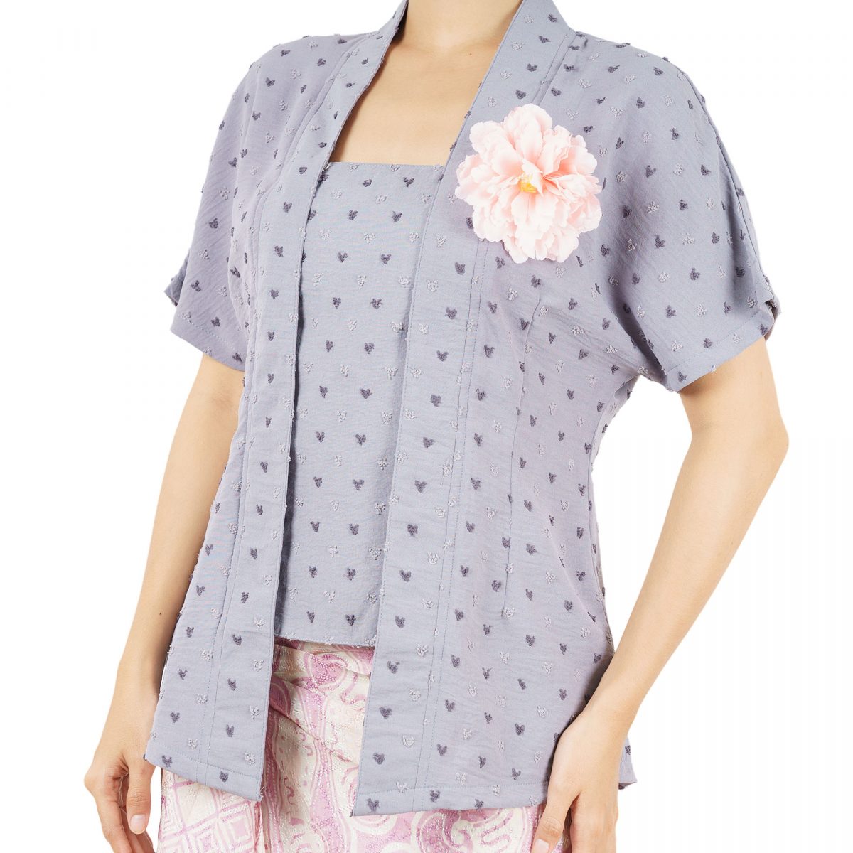 Yasmine Blouse Heart Grey - Image 2