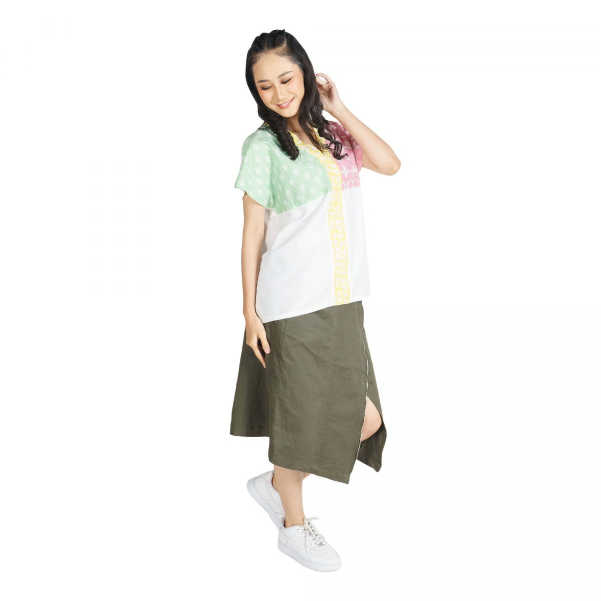 Aretha Blouse Green White - Image 3