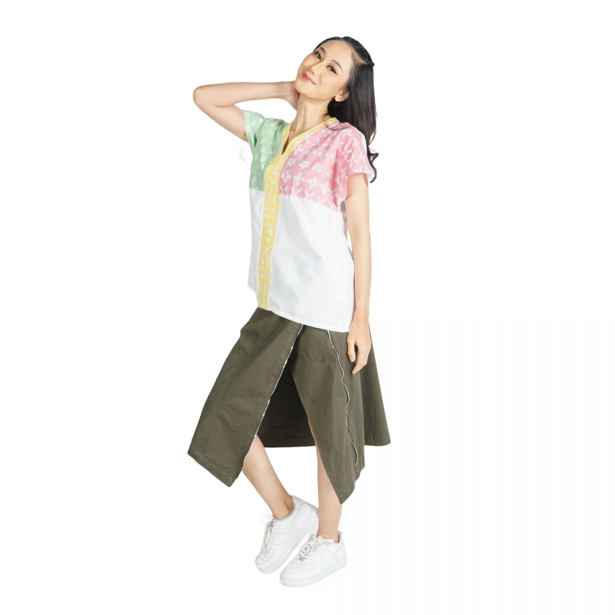 Aretha Blouse Green White - Image 4