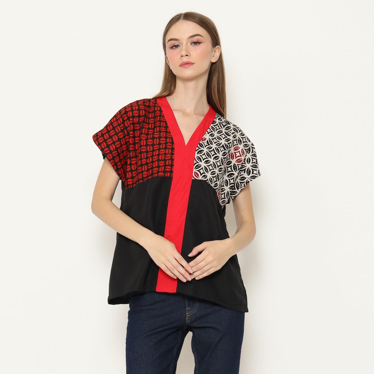 Aretha Blouse Black Red