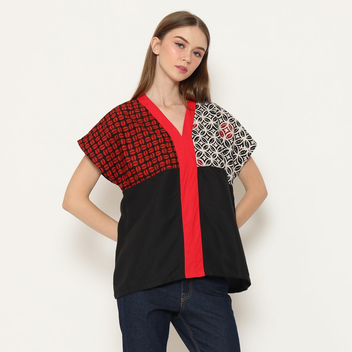 Aretha Blouse Black Red - Image 3