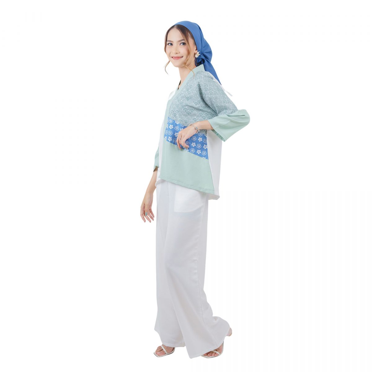 Amanda Blouse Green Blue - Image 3