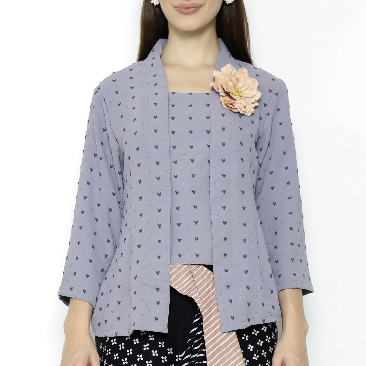 Yasmine 2 Blouse Heart Grey - Image 2