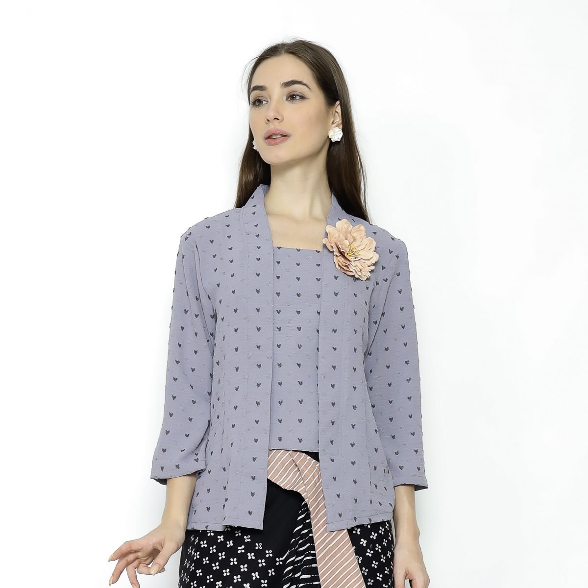 Yasmine 2 Blouse Heart Grey