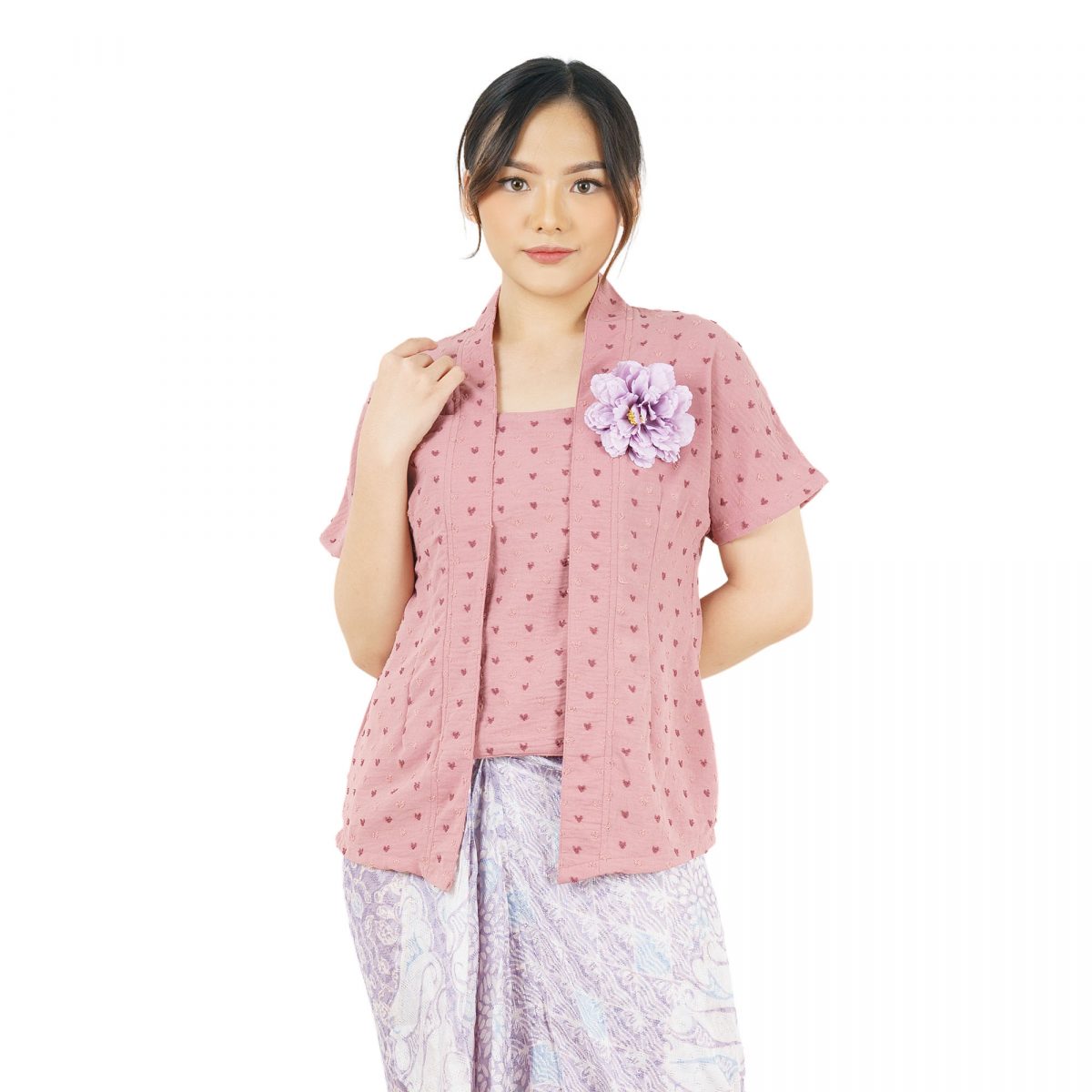 Yasmine Blouse Heart Dusty Pink