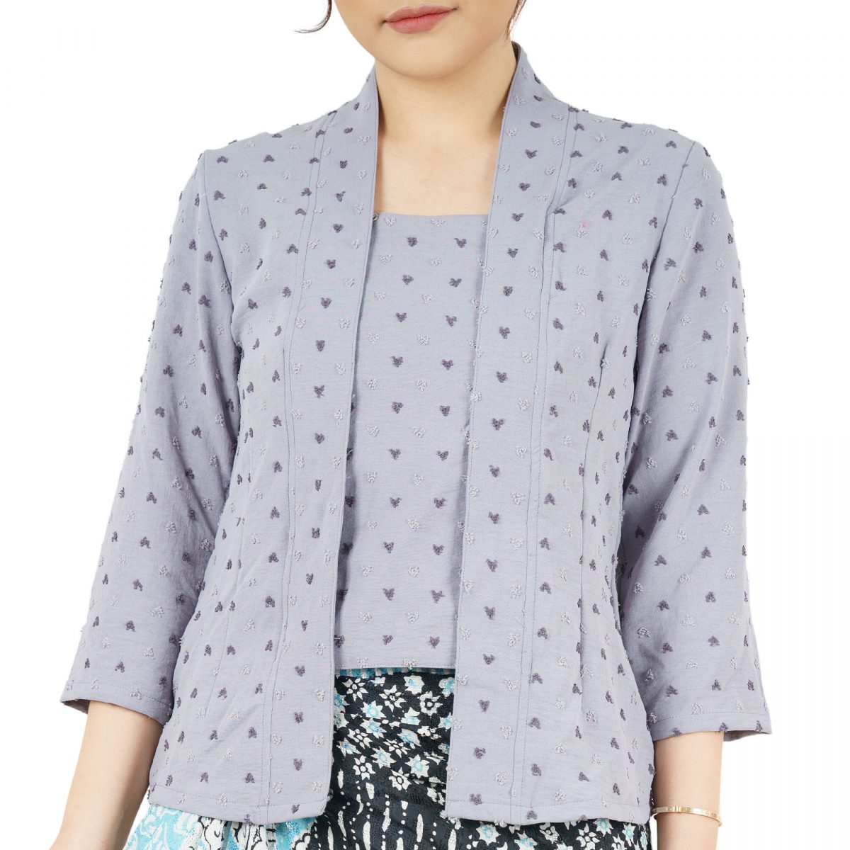 Yasmine 2 Blouse Heart Grey - Image 2