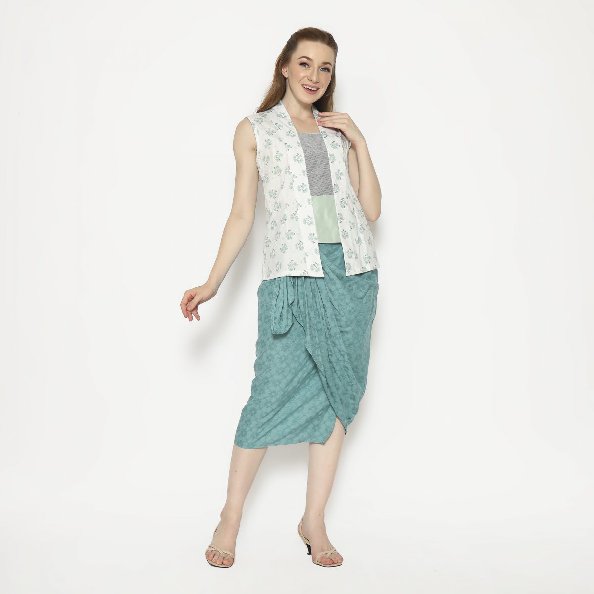 Harumi Blouse Cream Sage - Image 3