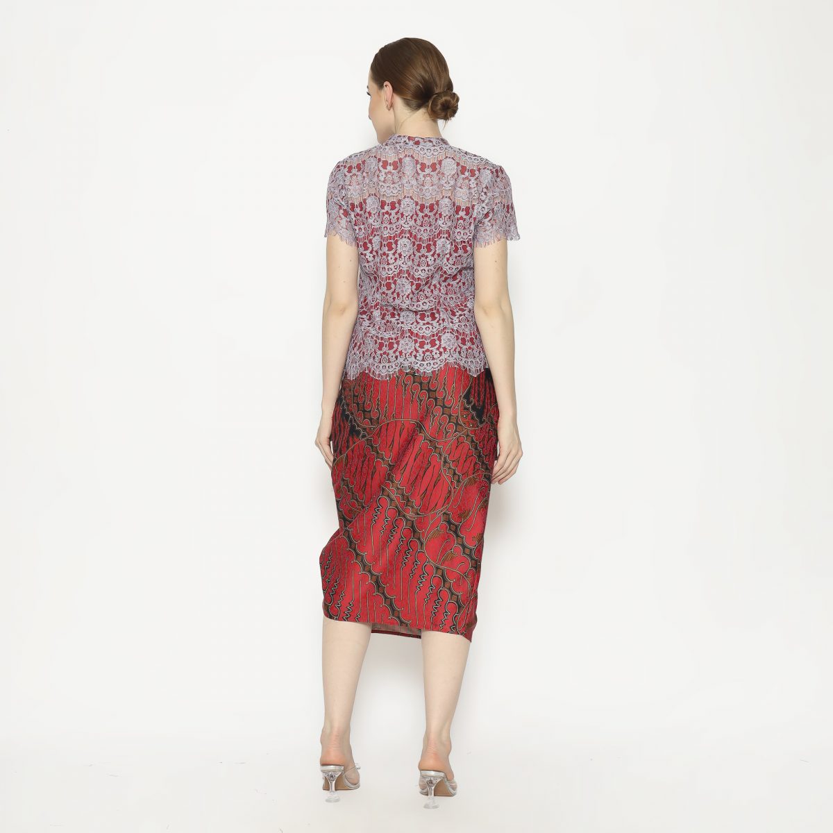 Kebaya Lace Red Grey - Image 6