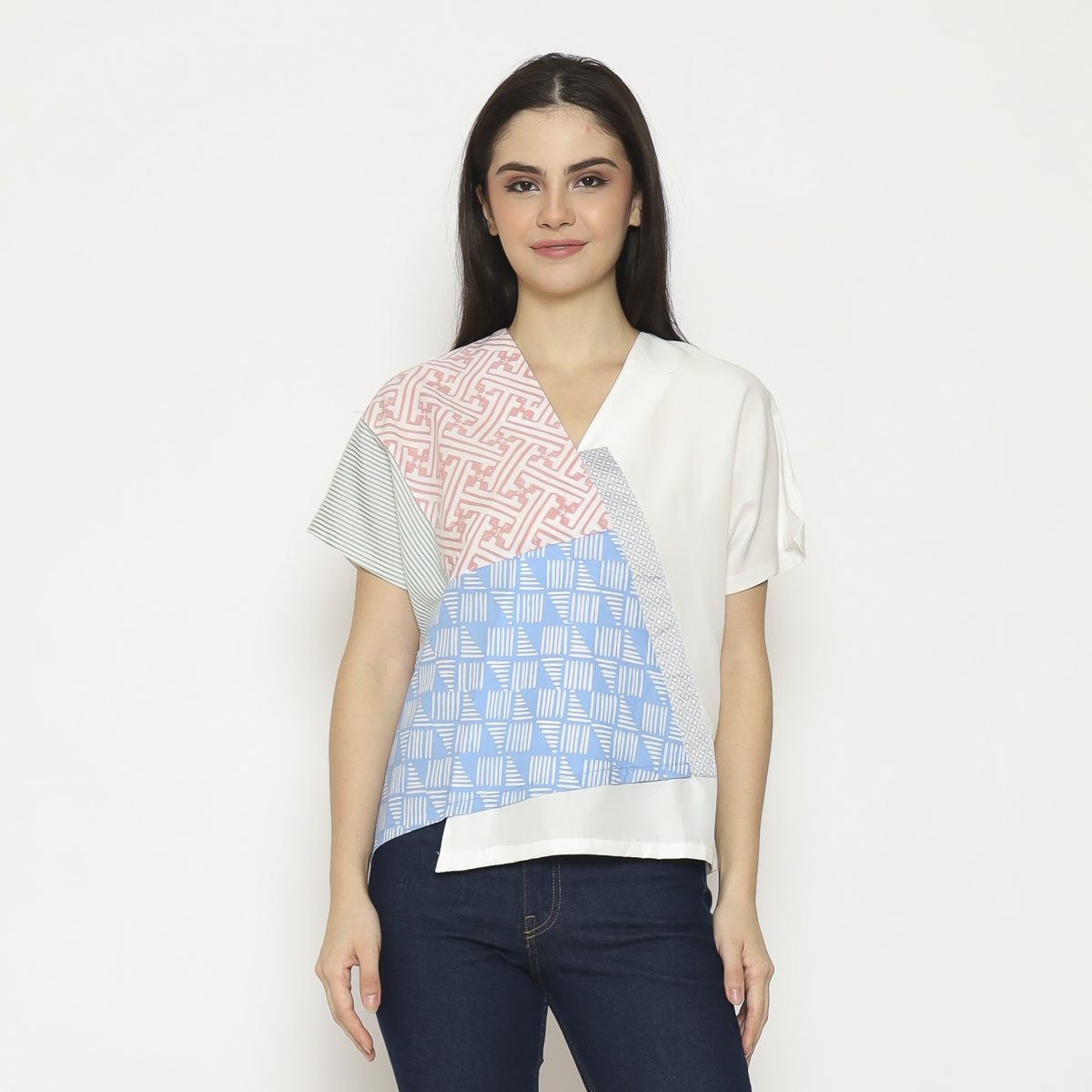 Belle Blouse White Pink