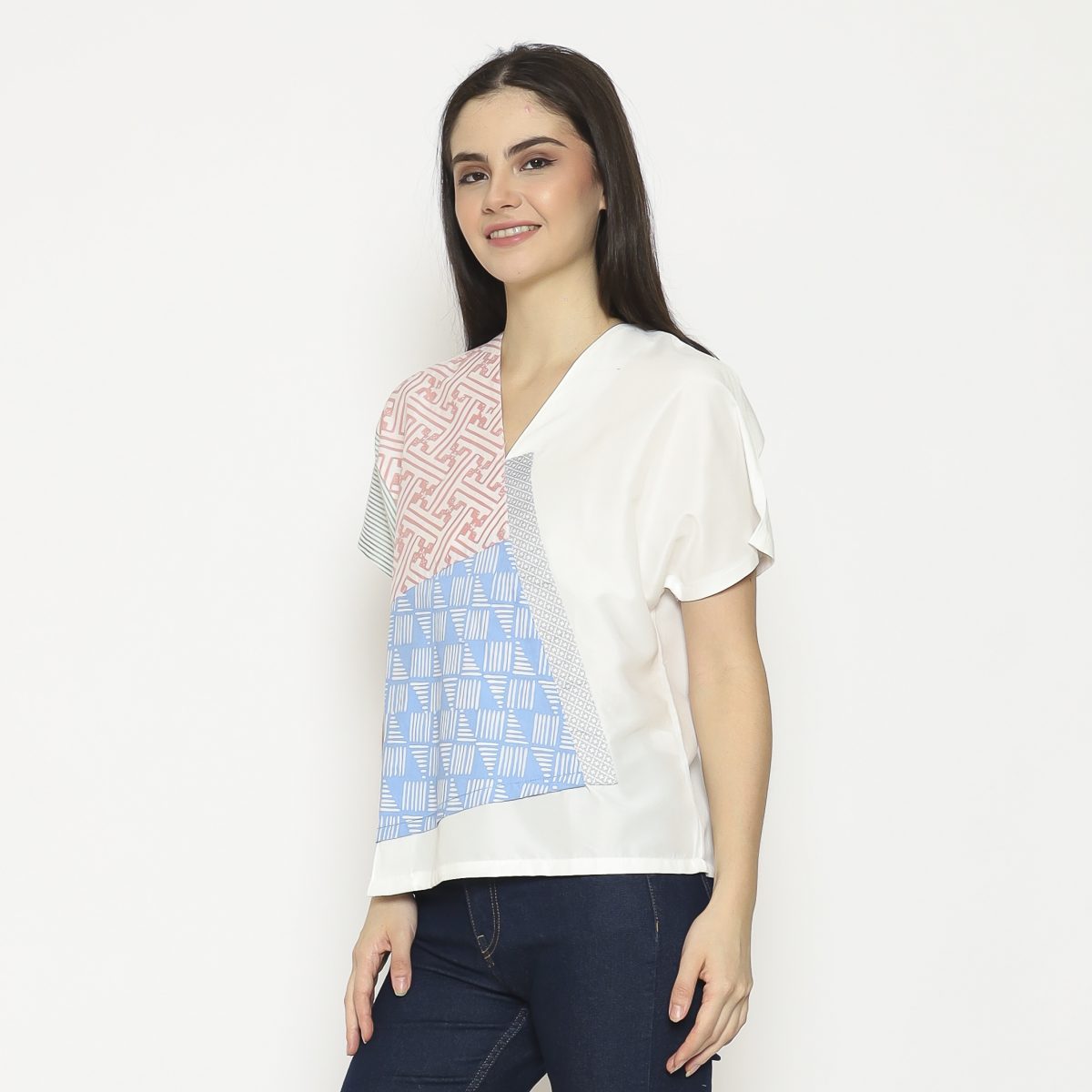 Belle Blouse White Pink - Image 4