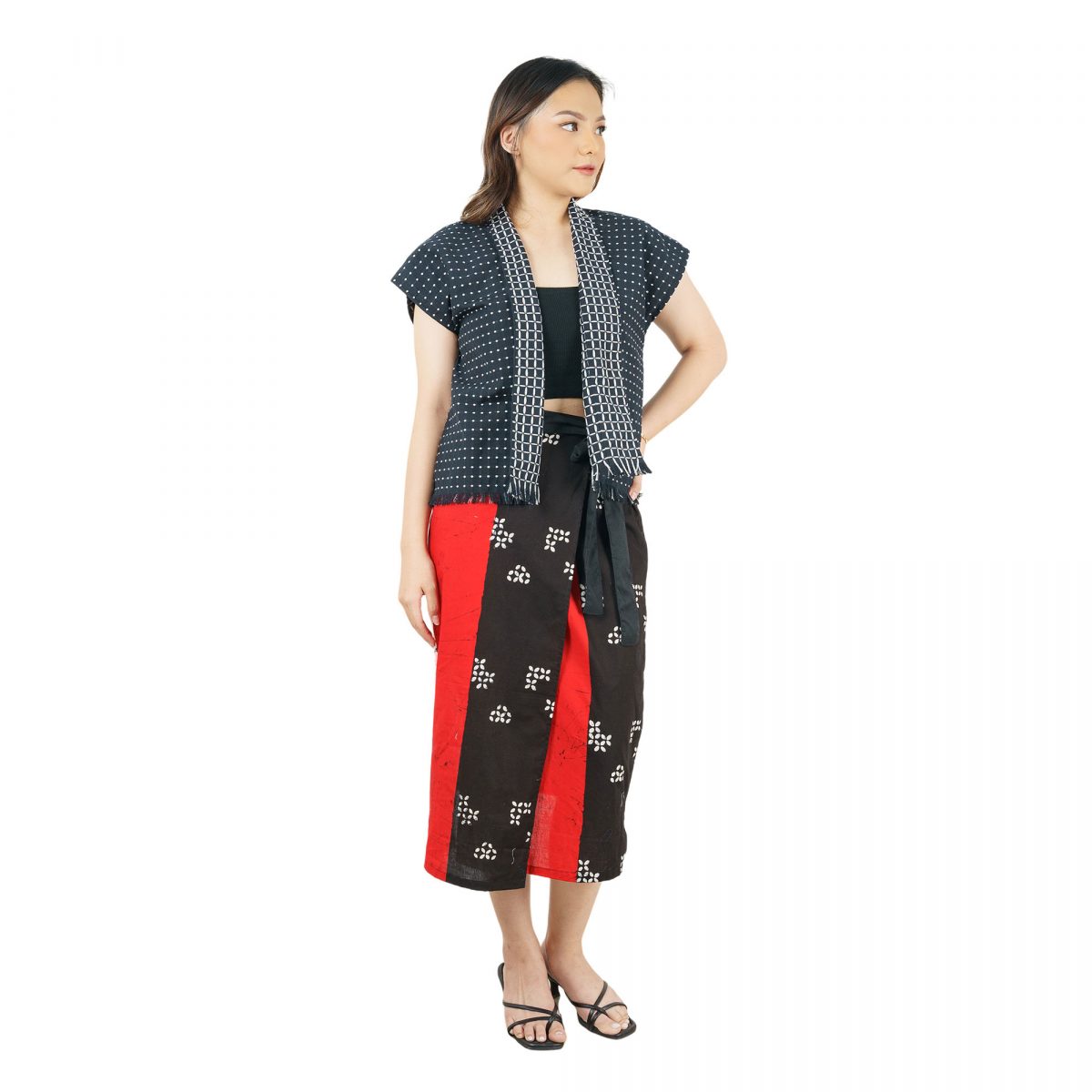 Ethnic Skirt Black Red - Image 3