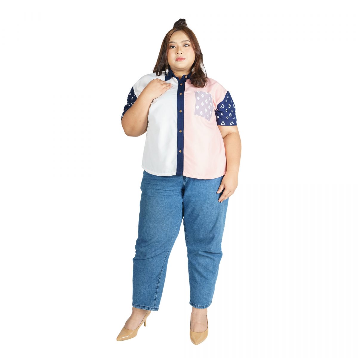 Silvia Shirt Pink Navy - Image 6