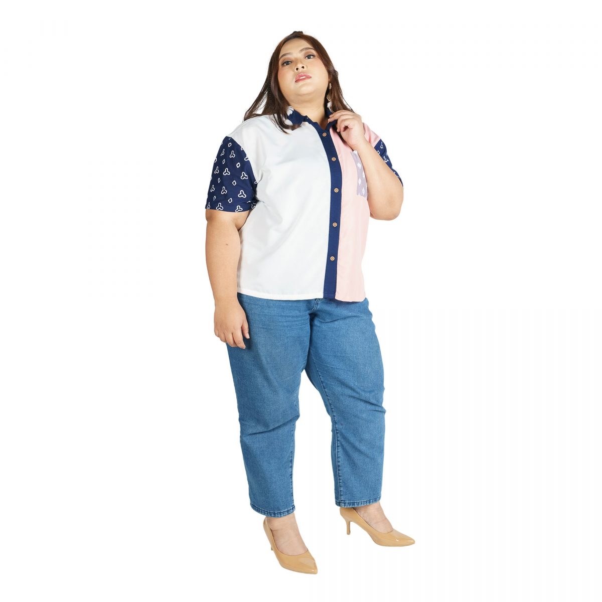 Silvia Shirt Pink Navy - Image 4