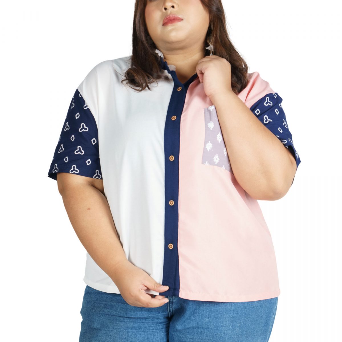 Silvia Shirt Pink Navy - Image 2