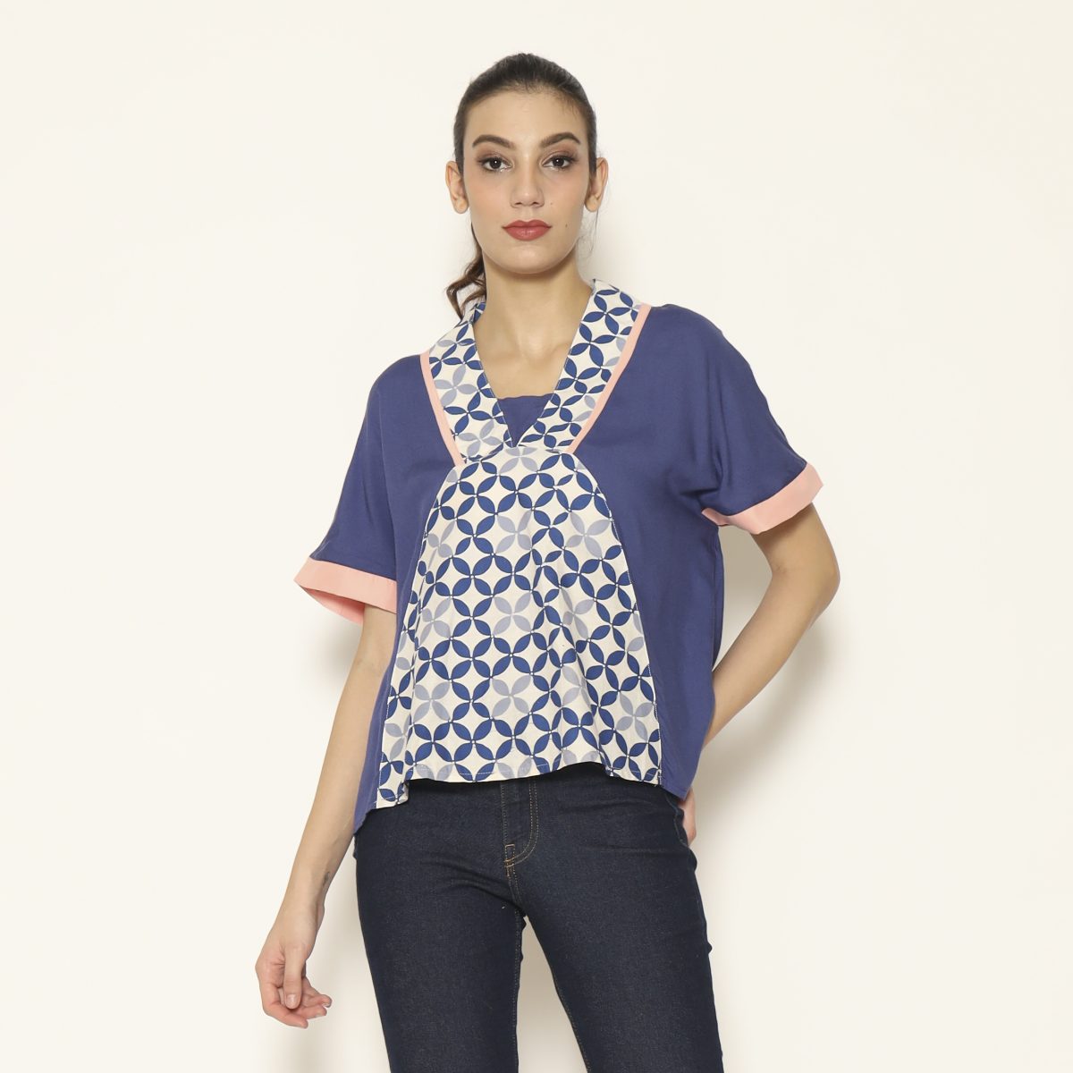Riri Blouse Kawung Blue