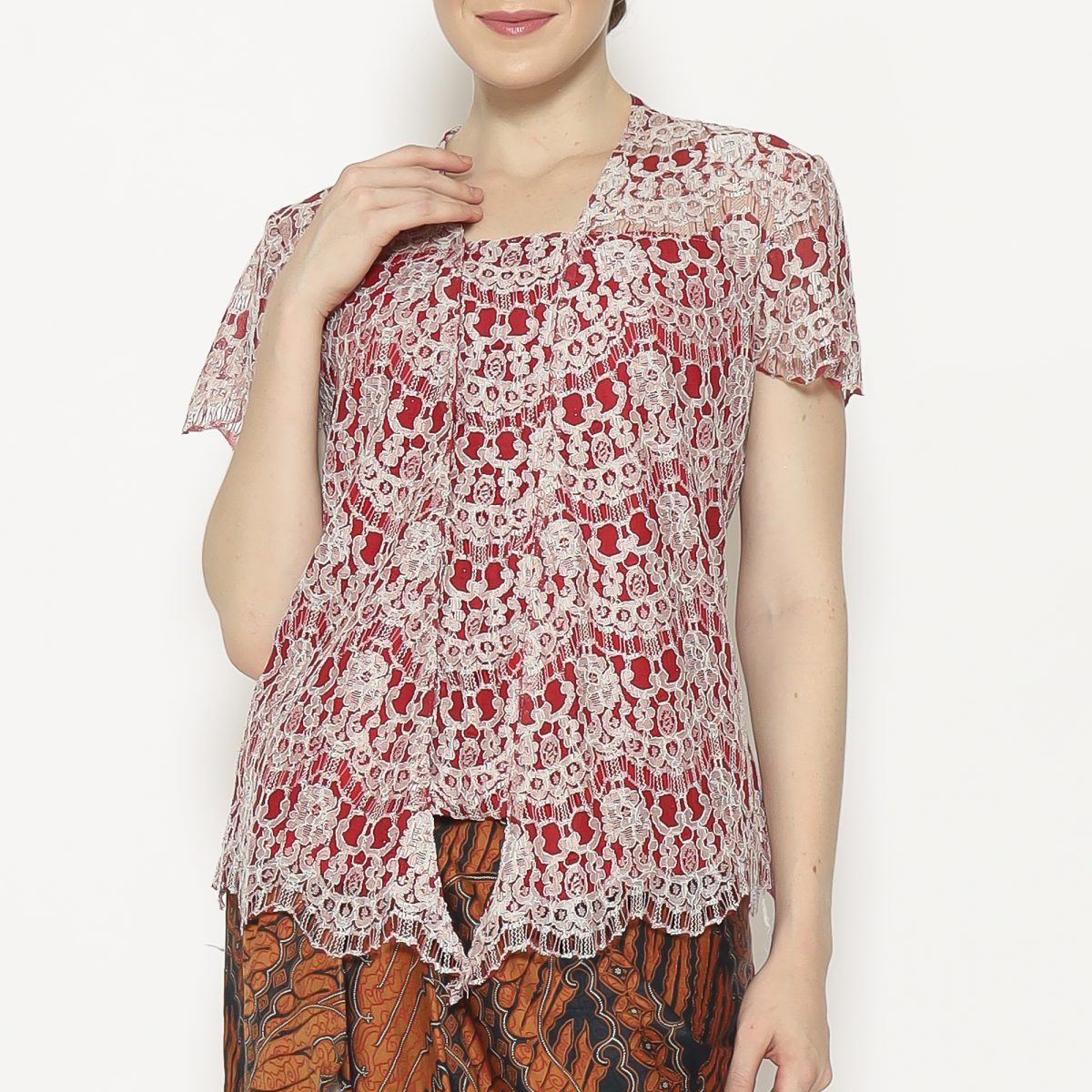 Kebaya Lace Red Cream - Image 2