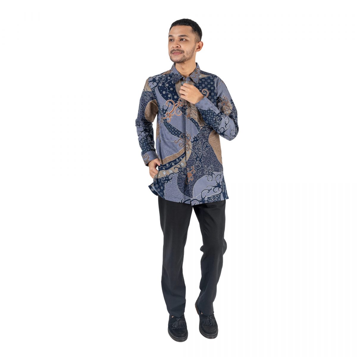Fahran Shirt Grey Navy - Image 6
