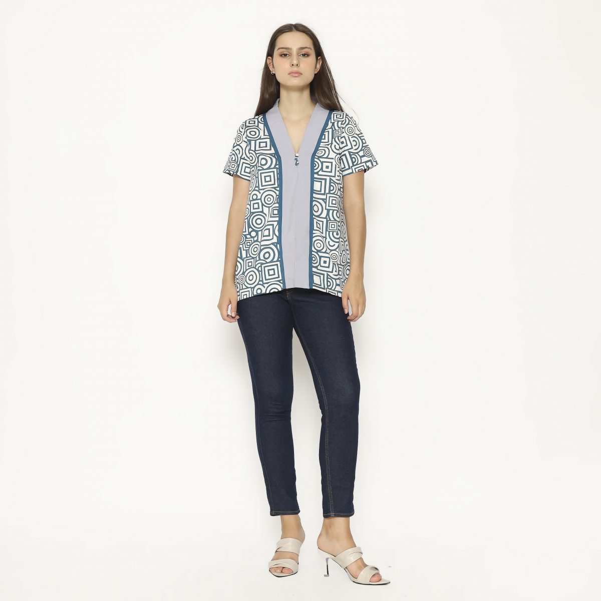 Yessica Blouse Cream Teal - Image 6