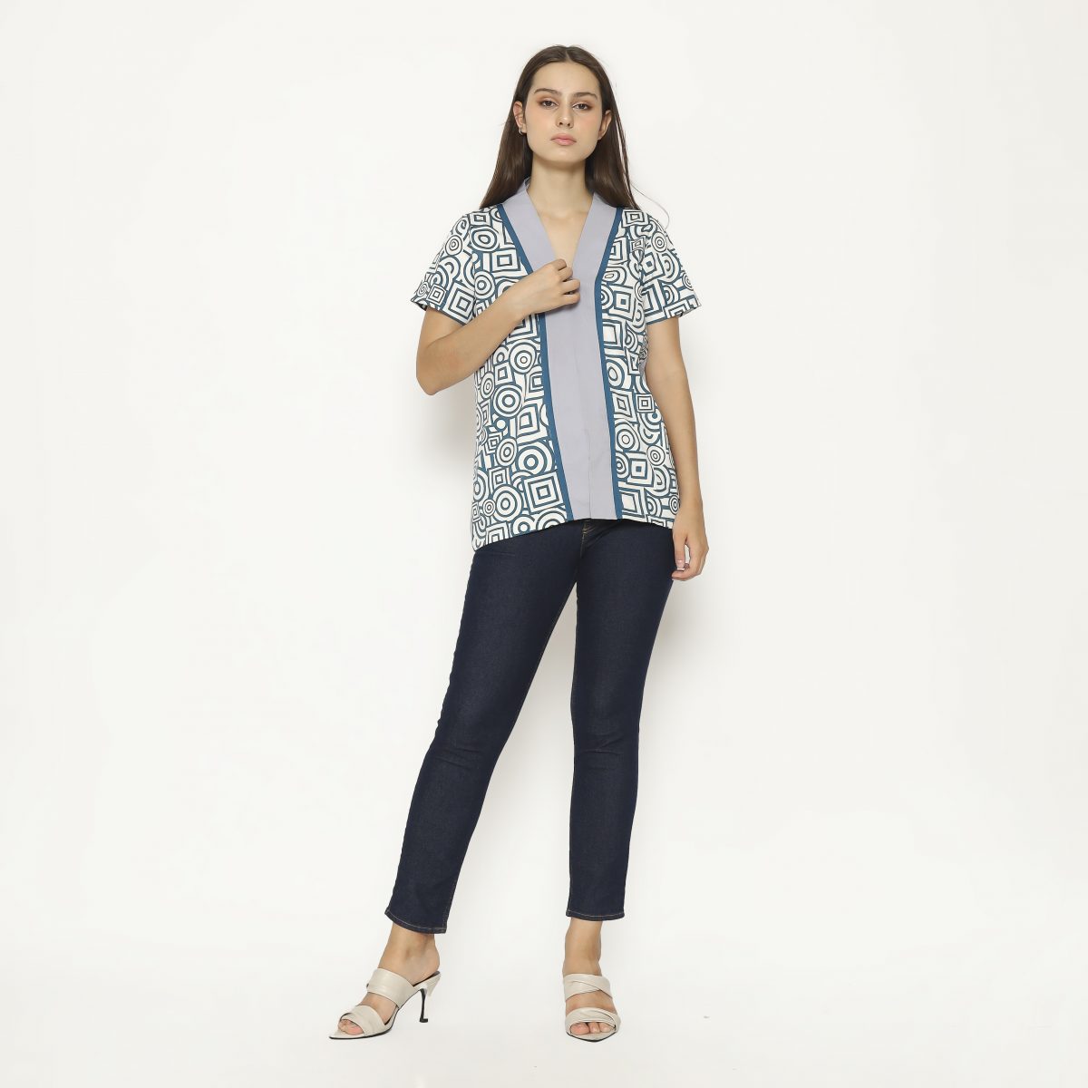 Yessica Blouse Cream Teal - Image 5