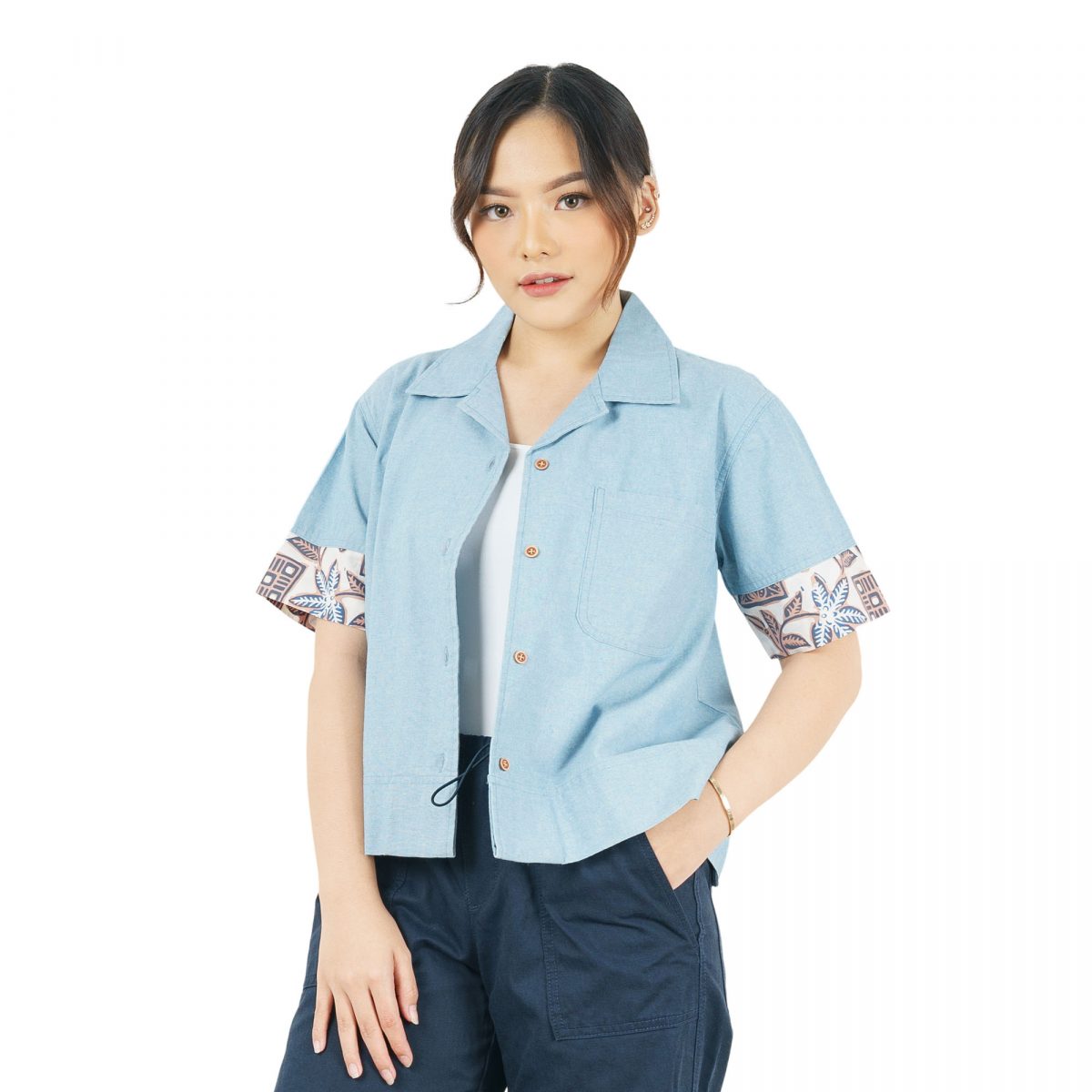 Langit Blouse Cream Blue