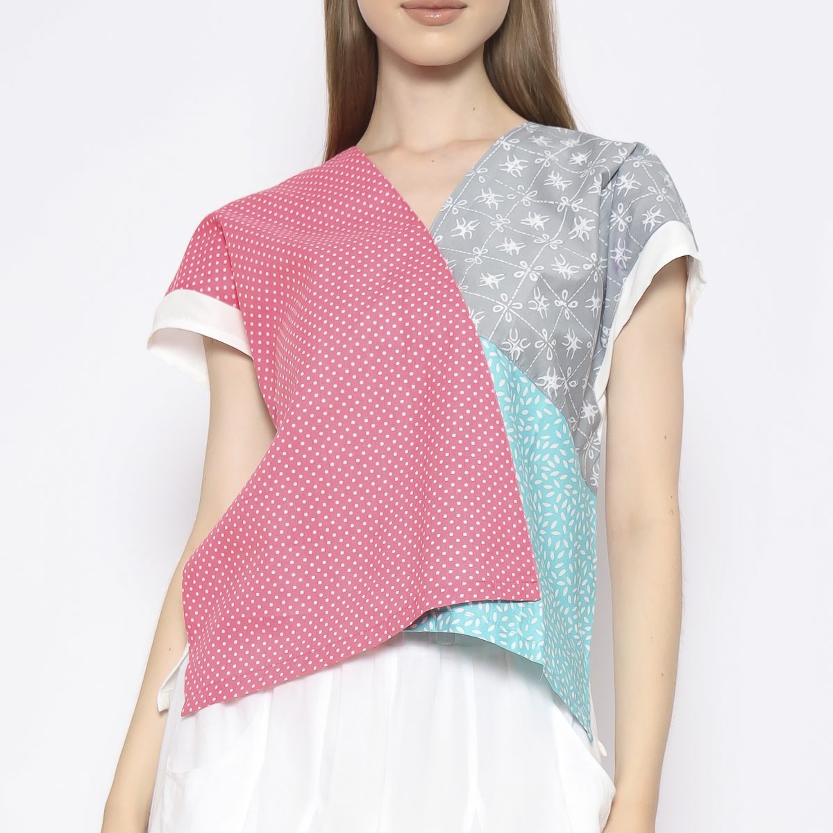 Rossie Blouse Pink Grey - Image 2