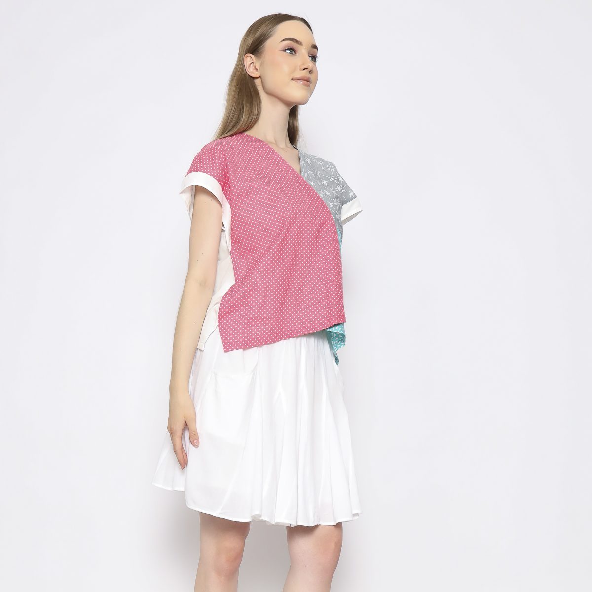Rossie Blouse Pink Grey - Image 3
