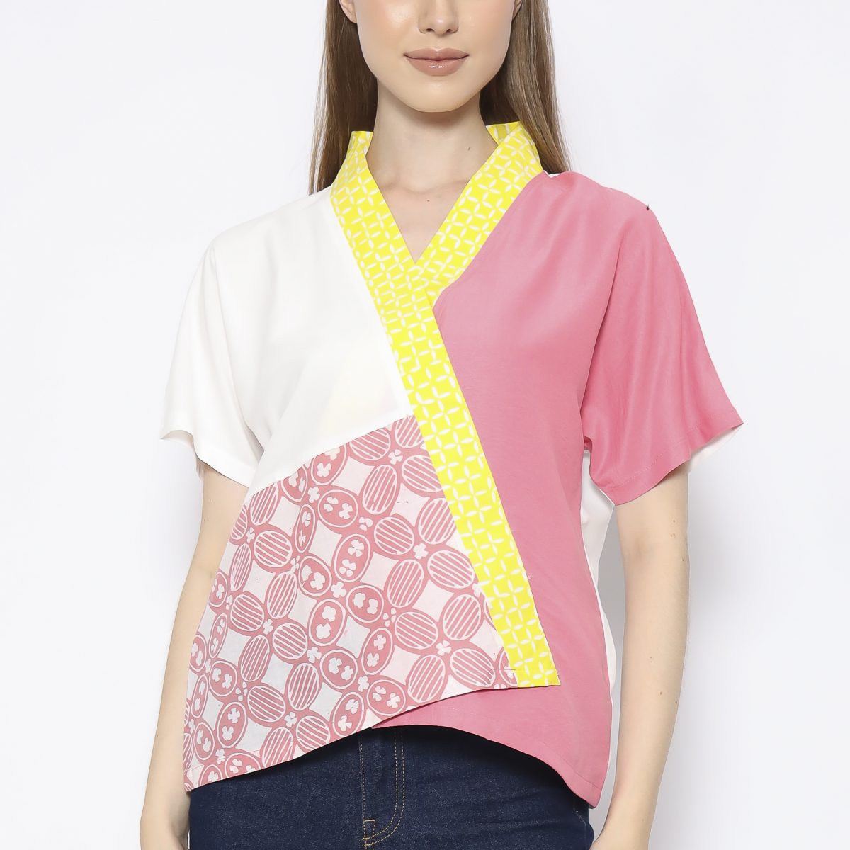 Irene Blouse Pink Yellow - Image 2