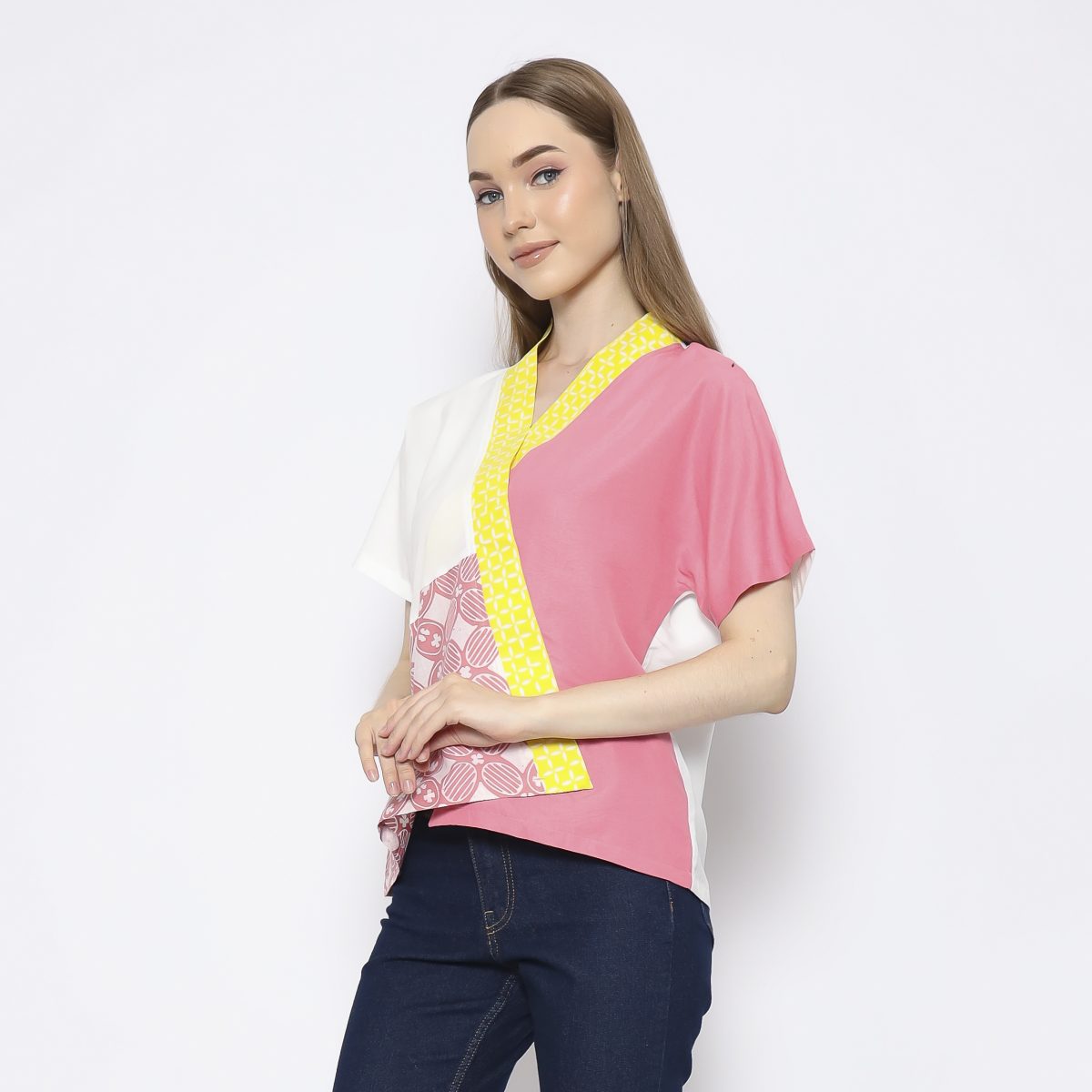 Irene Blouse Pink Yellow - Image 4