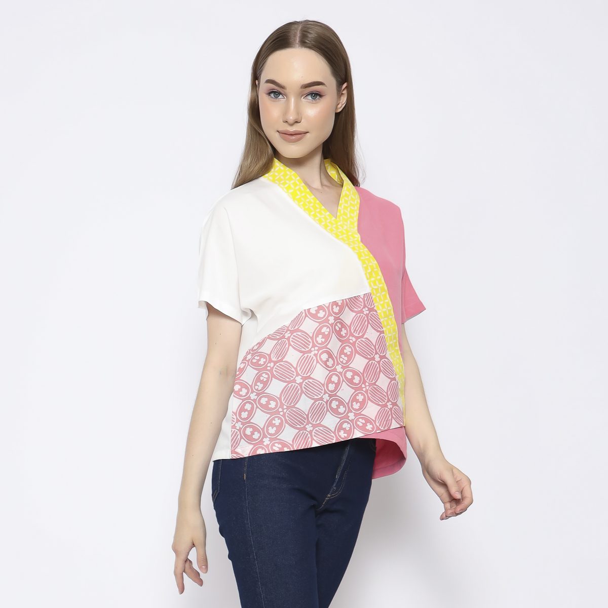 Irene Blouse Pink Yellow - Image 3