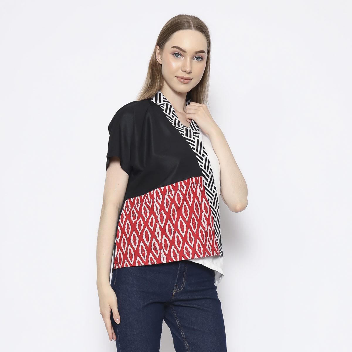 Irene Blouse Red Black - Image 3