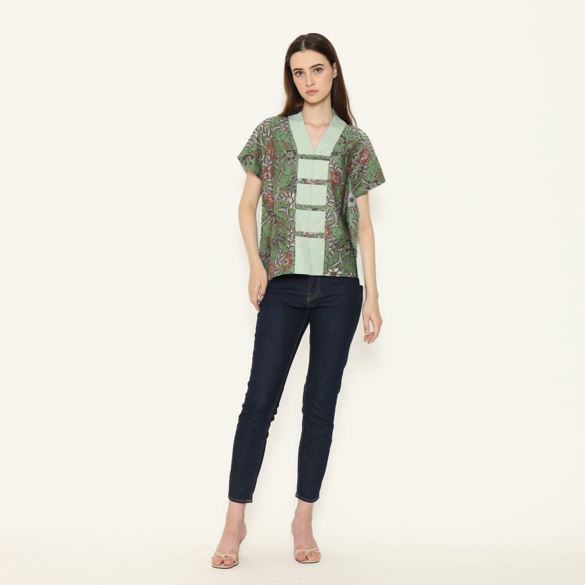 Olivia Blouse Flower Green - Image 6