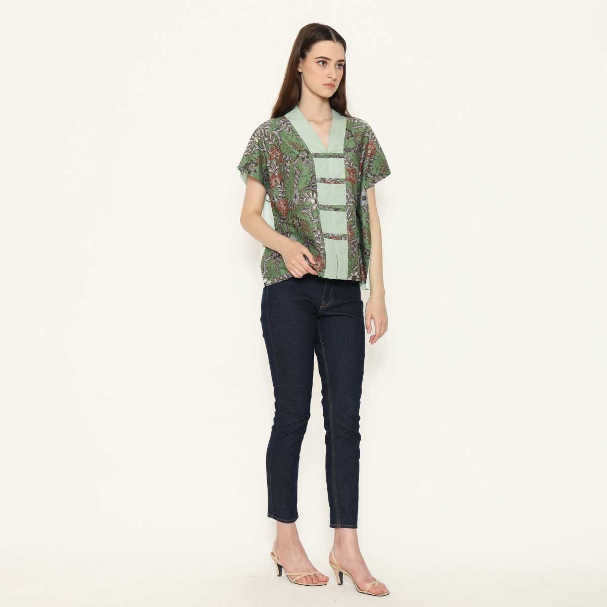 Olivia Blouse Flower Green - Image 3