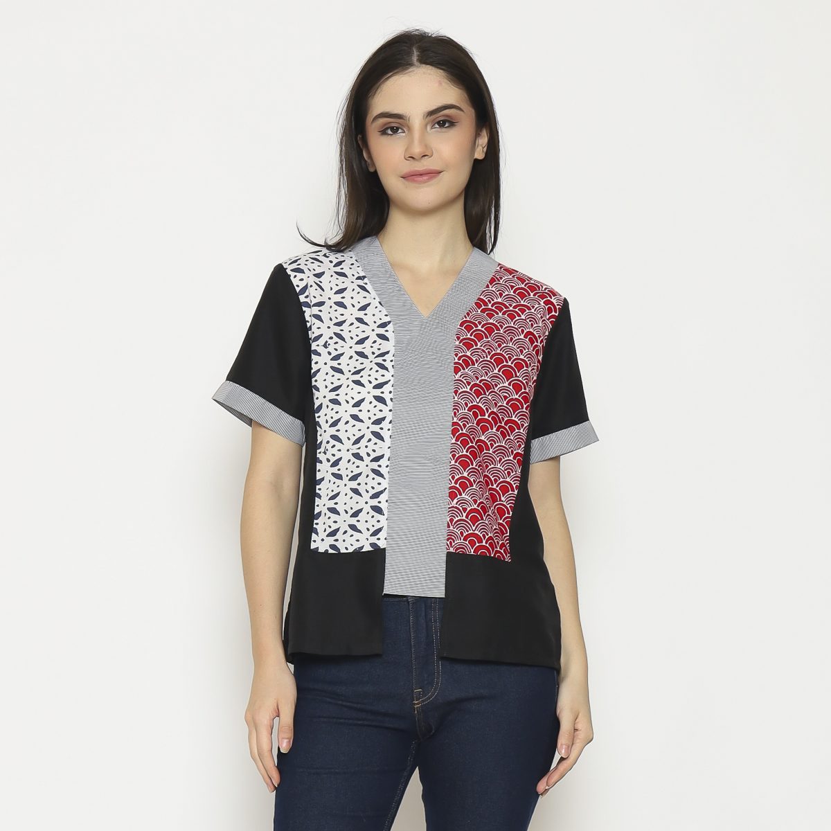 Michela Blouse Grey Red
