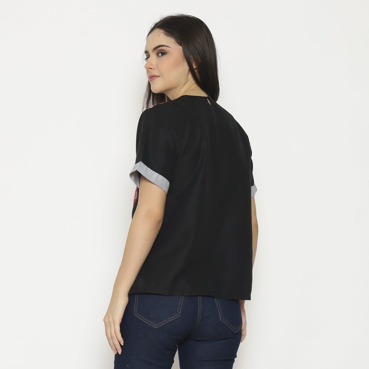 Michela Blouse Grey Red - Image 5