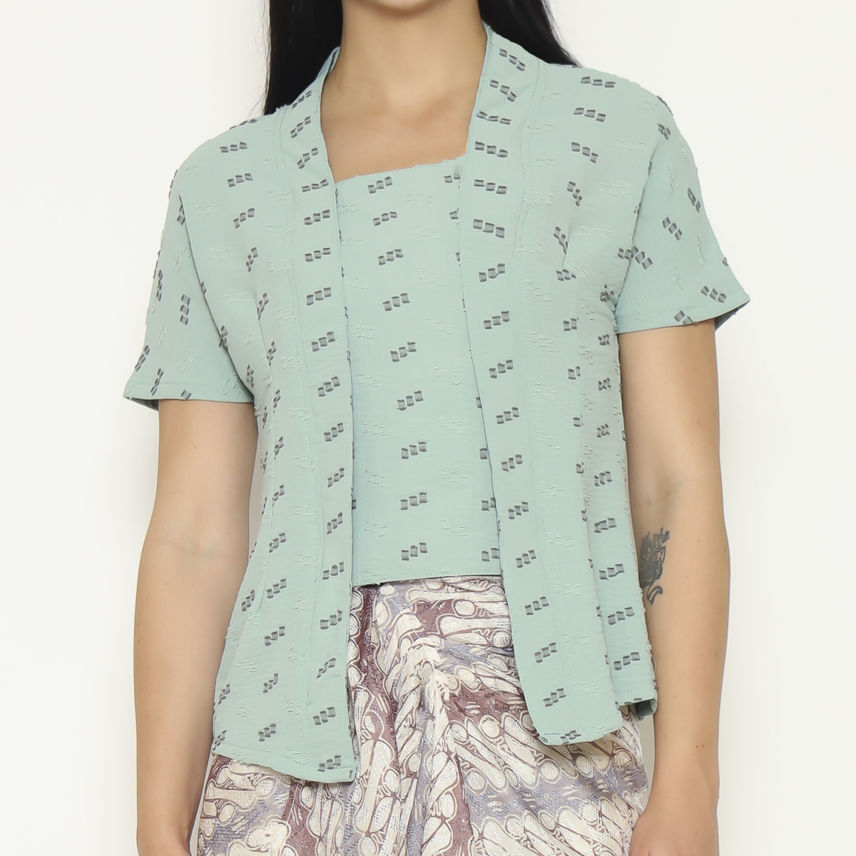 Yasmine Blouse Stripe Green - Image 2