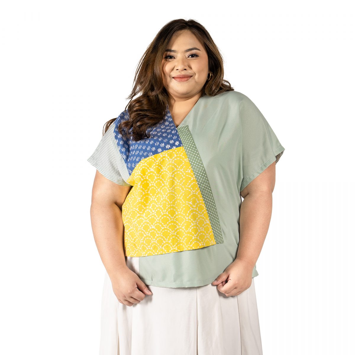 Belle Blouse Green Yellow