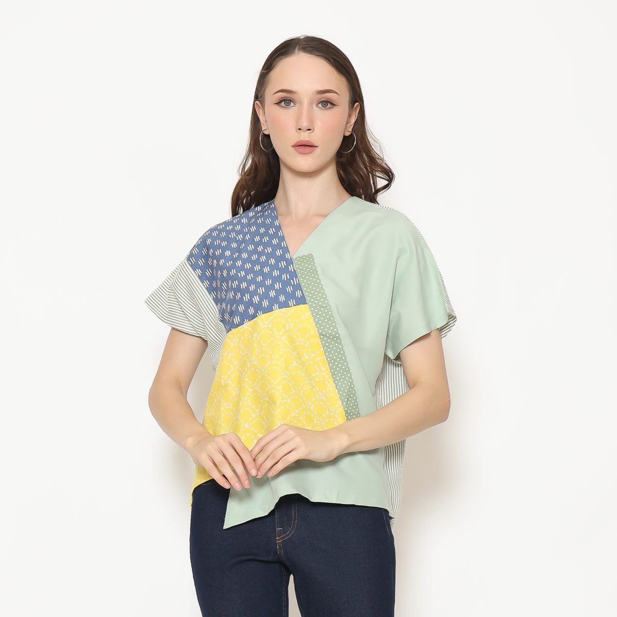 Belle Blouse Green Yellow - Image 6