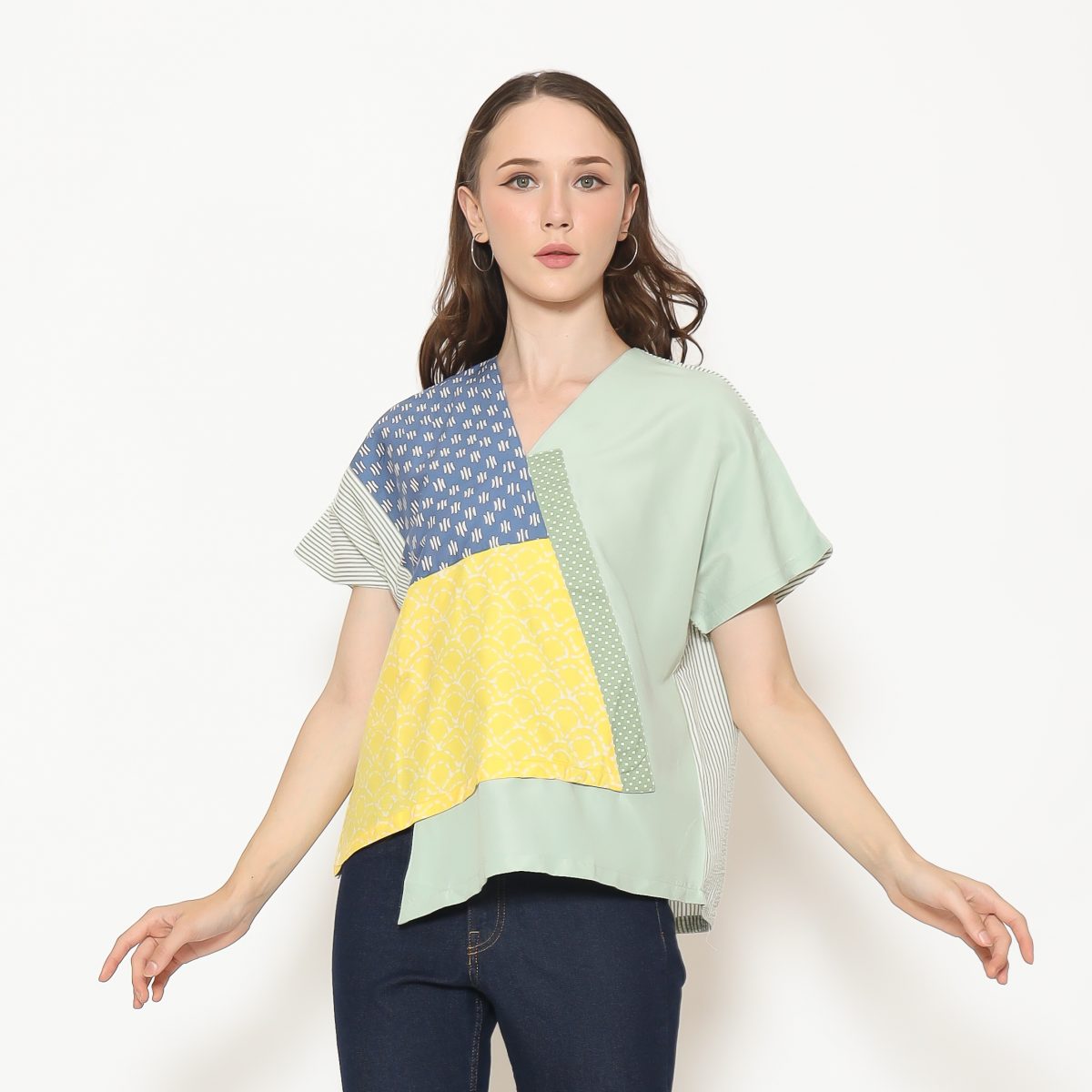 Belle Blouse Green Yellow