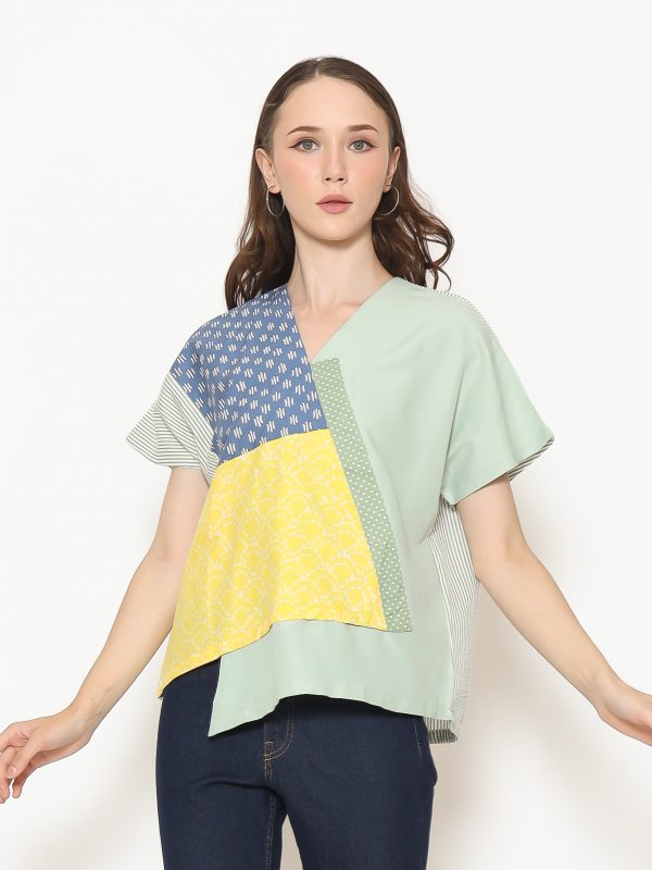 Belle Blouse Green Yellow