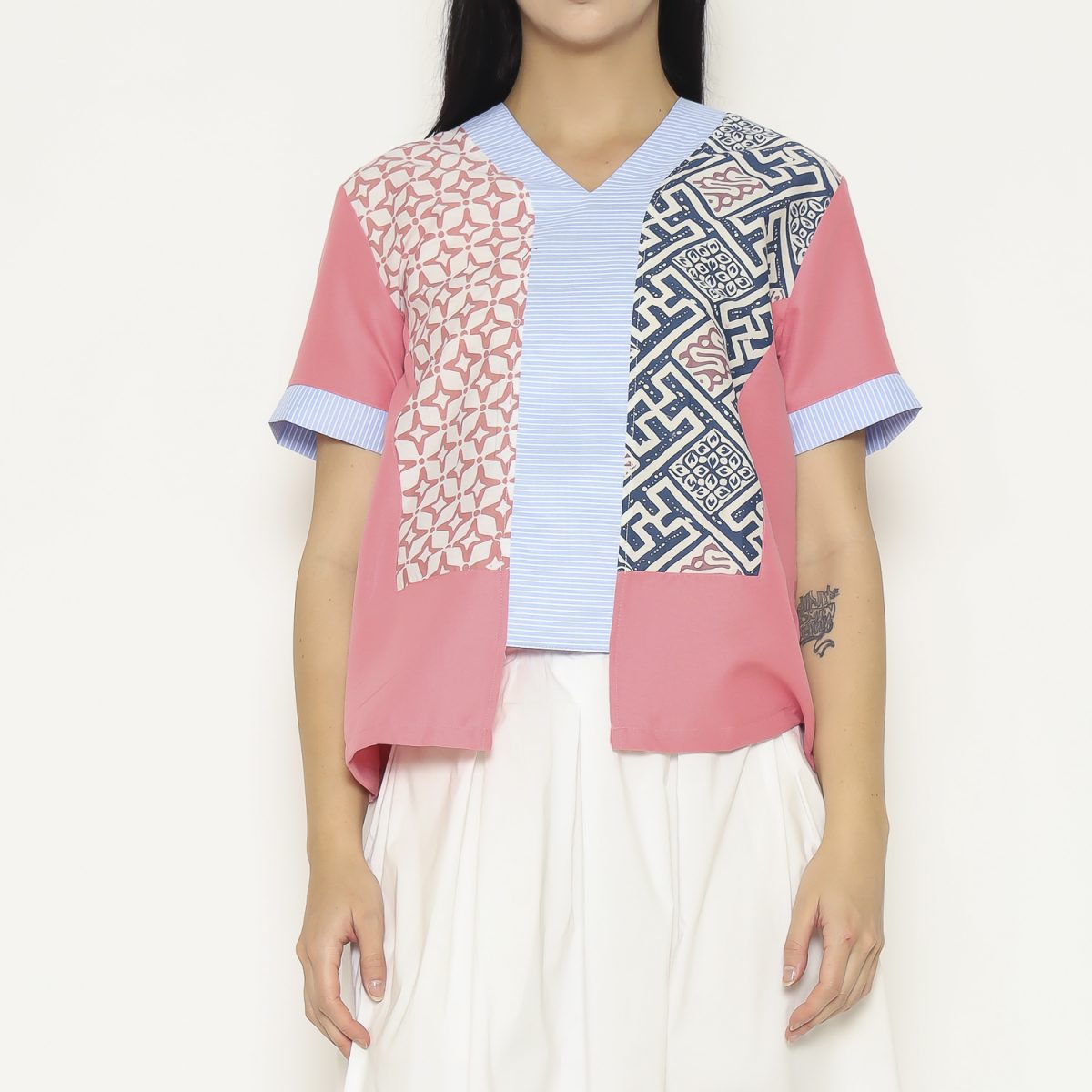 Michela Blouse Pink Blue - Image 2
