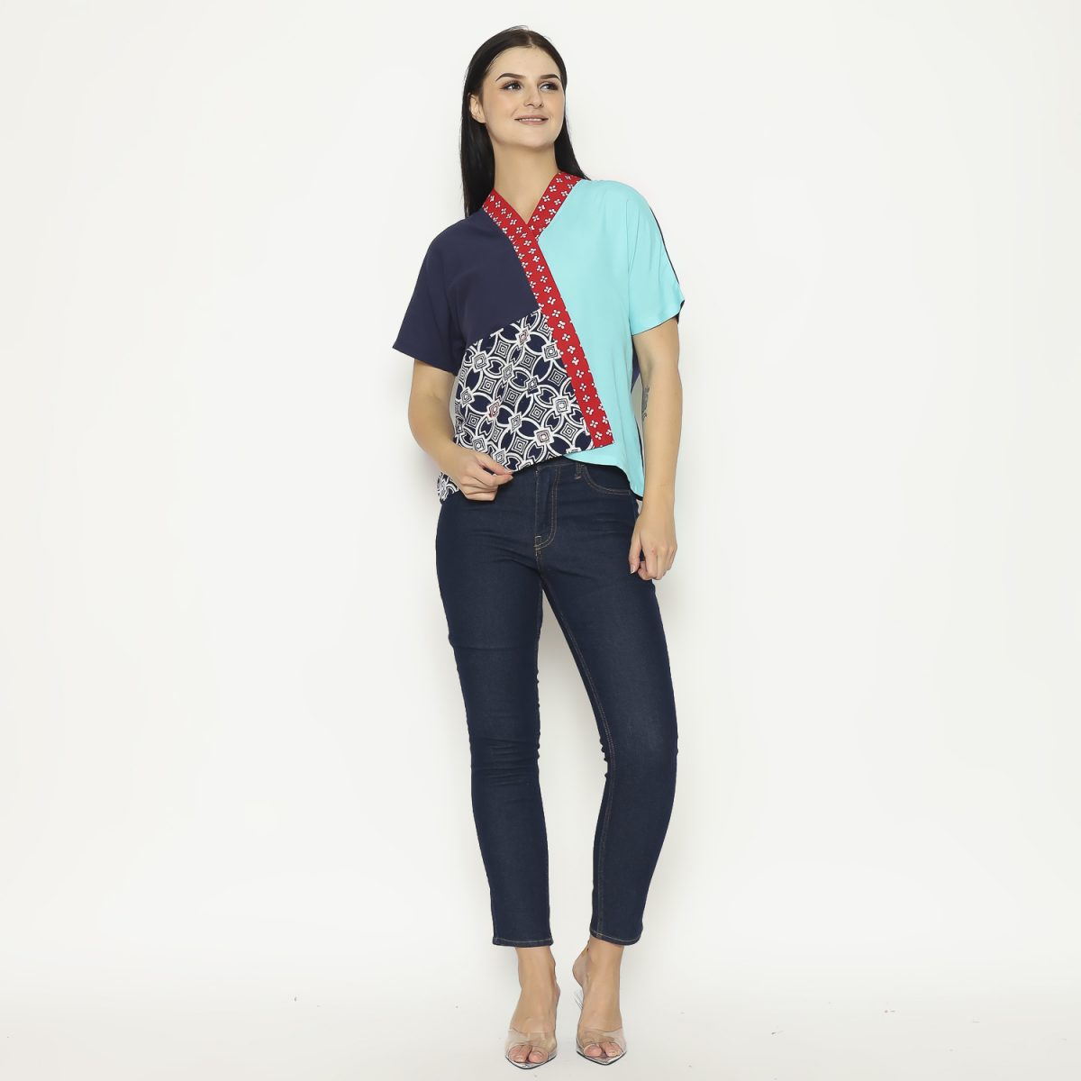 Irene Blouse Navy Red - Image 5