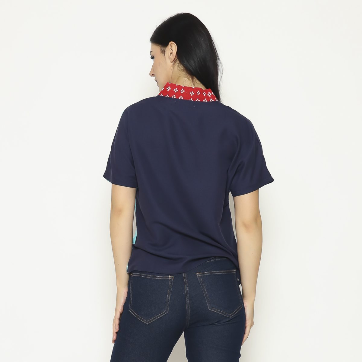Irene Blouse Navy Red - Image 4